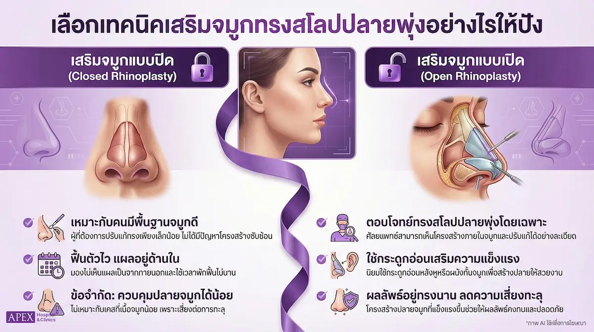 เทคนิคเสริมจมูกทรงสโลปปลายพุ่ง