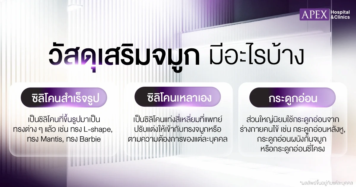 เสริมจมูก มีวัสดุที่ใช้กี่แบบ