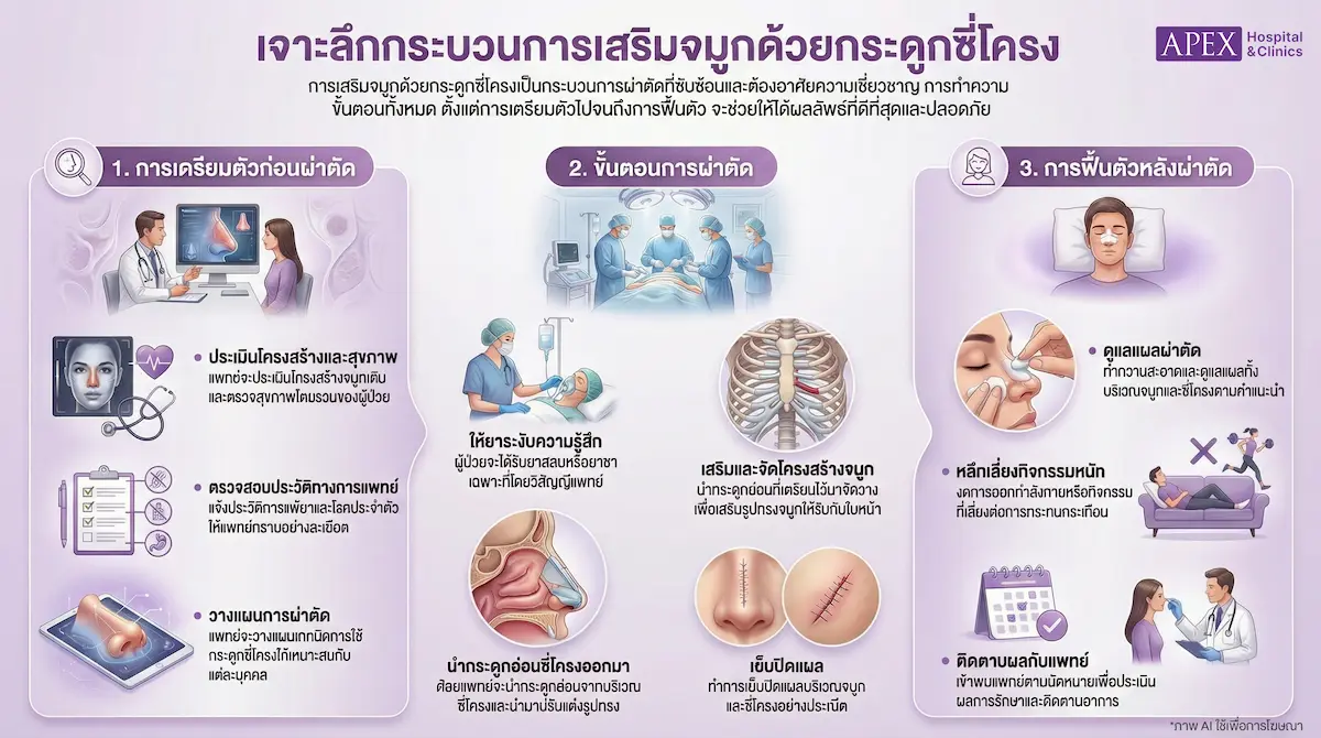 กระบวนการเสริมจมูกกระดูกซี่โครง