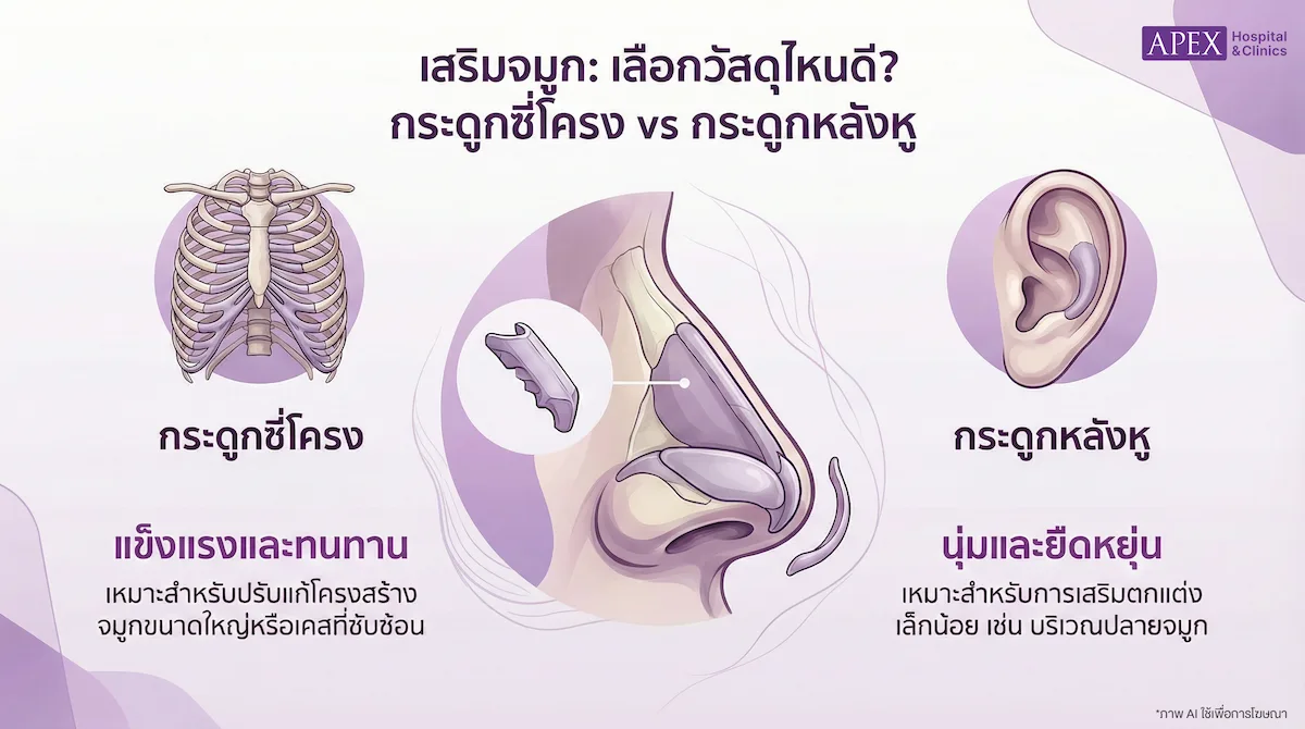เสริมจมูกกระดูกซี่โครง ต่างจากกระดูกหลังหูอย่างไร