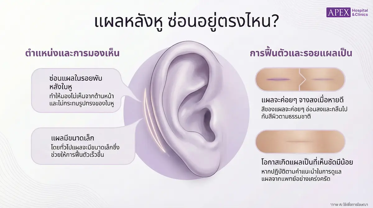 แผลเสริมจมูกกระดูกอ่อนหลังหู