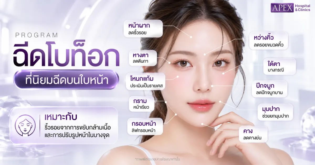 จุดฉีดโบท็อกที่นิยมบนใบหน้า
