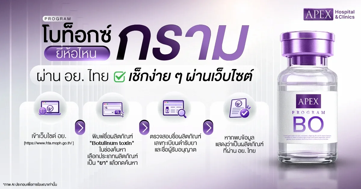 วิธีเช็กว่าโบท็อกกรามยี่ห้อไหนผ่านอย. ไทย